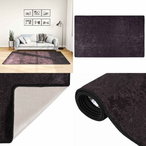 Alfombra lavable antideslizante gris antracita 120x180 cm - Alfombra antideslizante - Alfombra de terciopelo