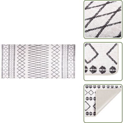 Alfombra lavable antideslizante negro y blanco 80x300 cm