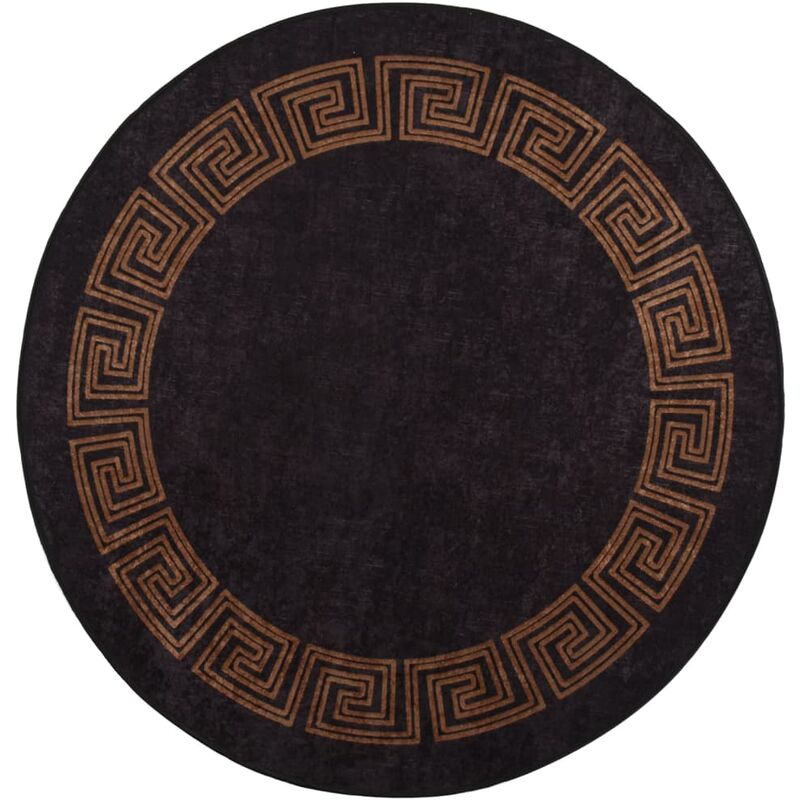 

Alfombra lavable antideslizante negro y dorado φ120 cm