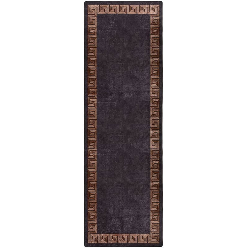 

Alfombra lavable antideslizante negro y dorado 80x300 cm
