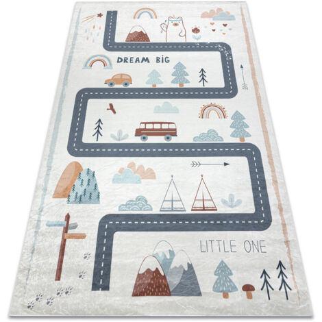 Alfombra lavable BAMBINO 46980 Bosque, calles para niños antideslizante - blanco / verde white 140x200 cm
