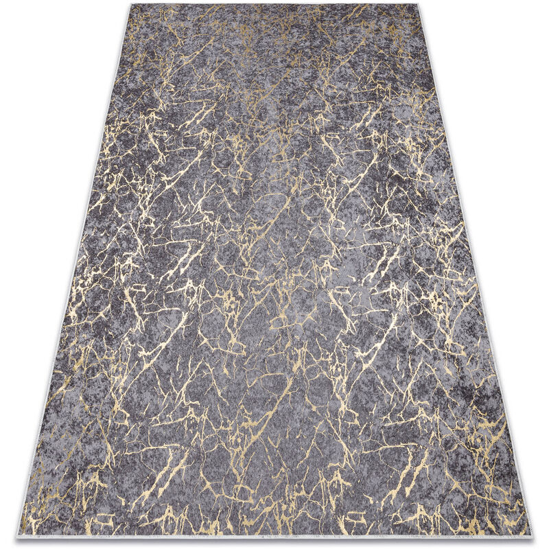 Alfombra lavable MIRO 11111.2103 Mármol, glamour antideslizante - gris oscuro / oro grey 80x150 cm