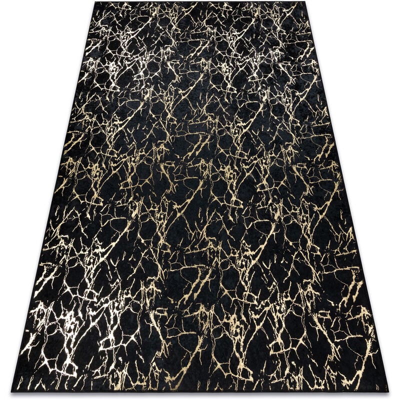 Alfombra lavable miro 11111.2106 Mármol, glamour antideslizante - negro / oro black 140x190 cm