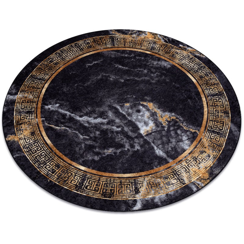 Alfombra lavable MIRO 51199.806 circulo Mármol, griego antideslizante - negro / dorado black circulo 200 cm