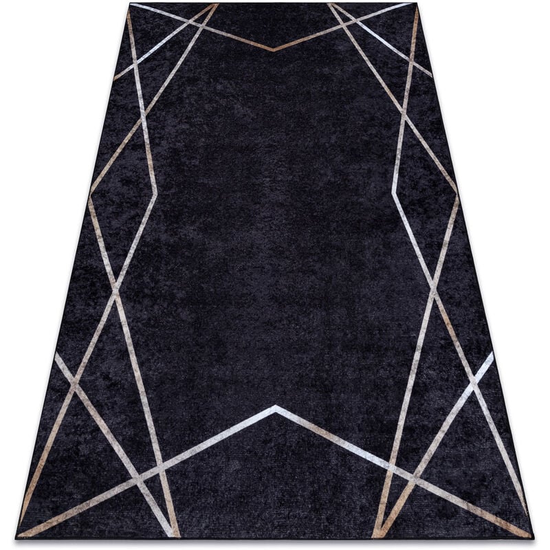 Alfombra lavable miro 51233.811 Geométrico antideslizante - negro black 160x220 cm