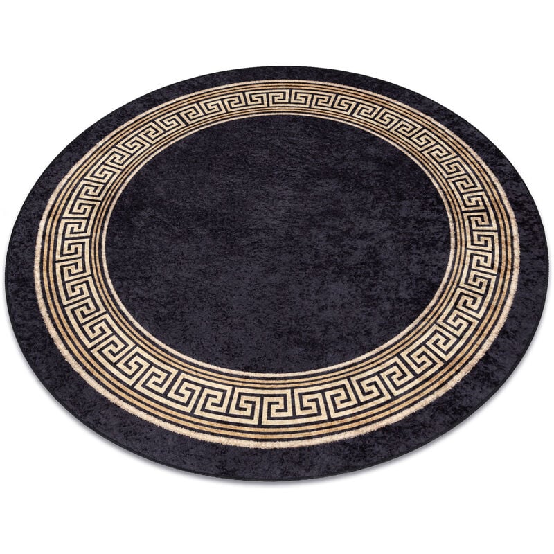 Alfombra lavable MIRO 51360.802 circulo Griego antideslizante - negro / dorado black circulo 200 cm