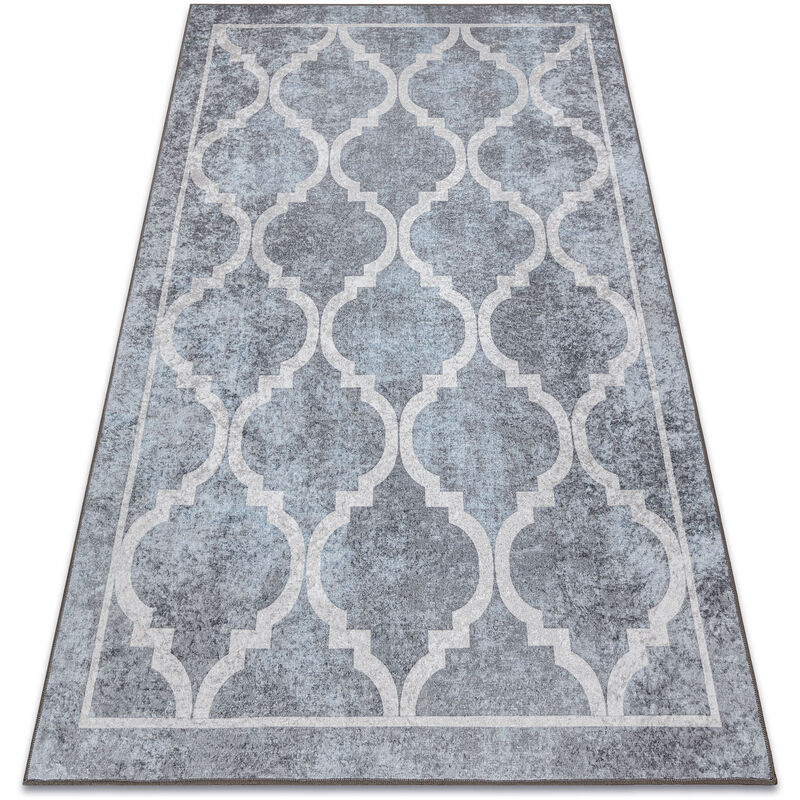 Rugsx - Alfombra lavable miro 51639.805 Trellis enjerado antideslizante - gris grey 160x220 cm