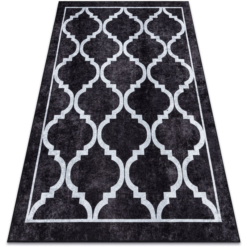 Alfombra lavable MIRO 51639.806 Trellis enjerado antideslizante - negro black 200x290 cm