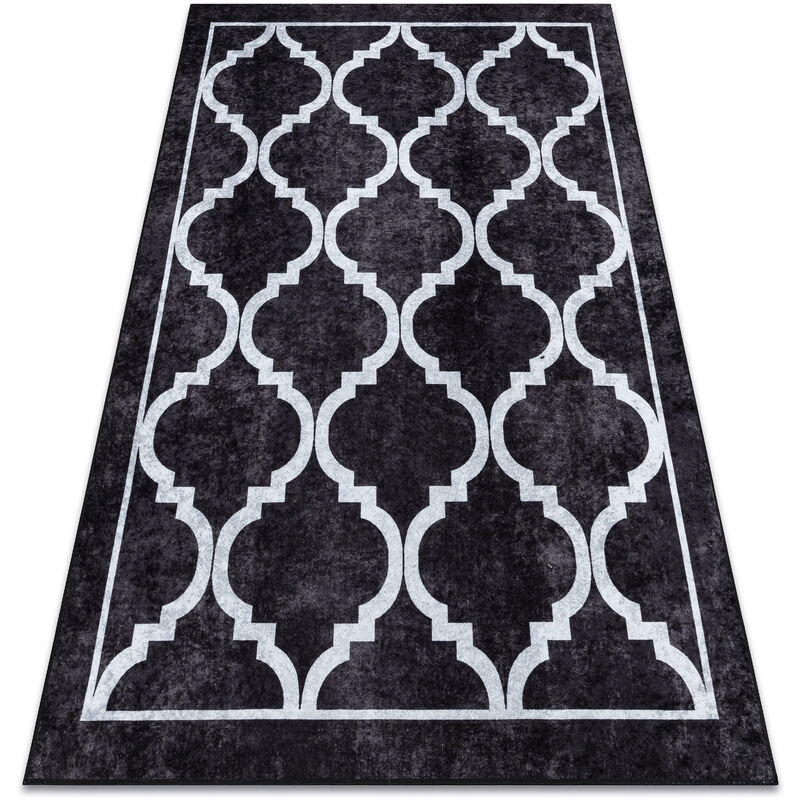 Rugsx - Alfombra lavable miro 51639.806 Trellis enjerado antideslizante - negro black 160x220 cm