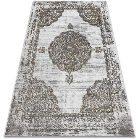 Alfombra LIRA E1468 Rosetón, estructural, moderna, glamour - gris / dorado grey 160x220 cm
