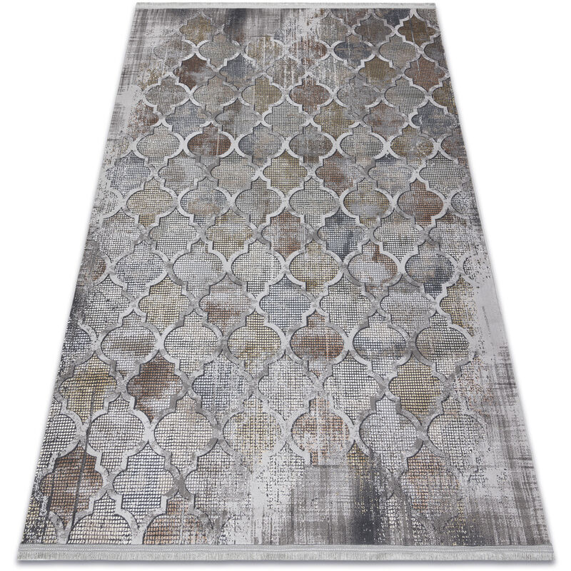 

Rugsx - Alfombra LUCE 75 moderna Trébol marroquí vintage - Structural gris / mostaza Tonos de gris y plata 230x330 cm