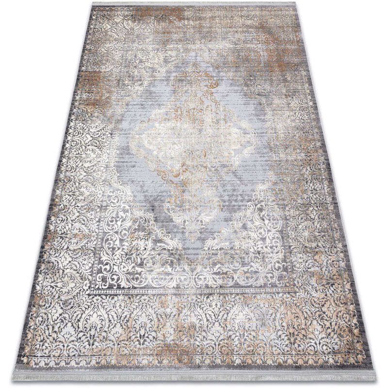 

Alfombra LUCE 80 moderna Ornamento vintage - Structural gris / mostaza Tonos de gris y plata 192x290 cm