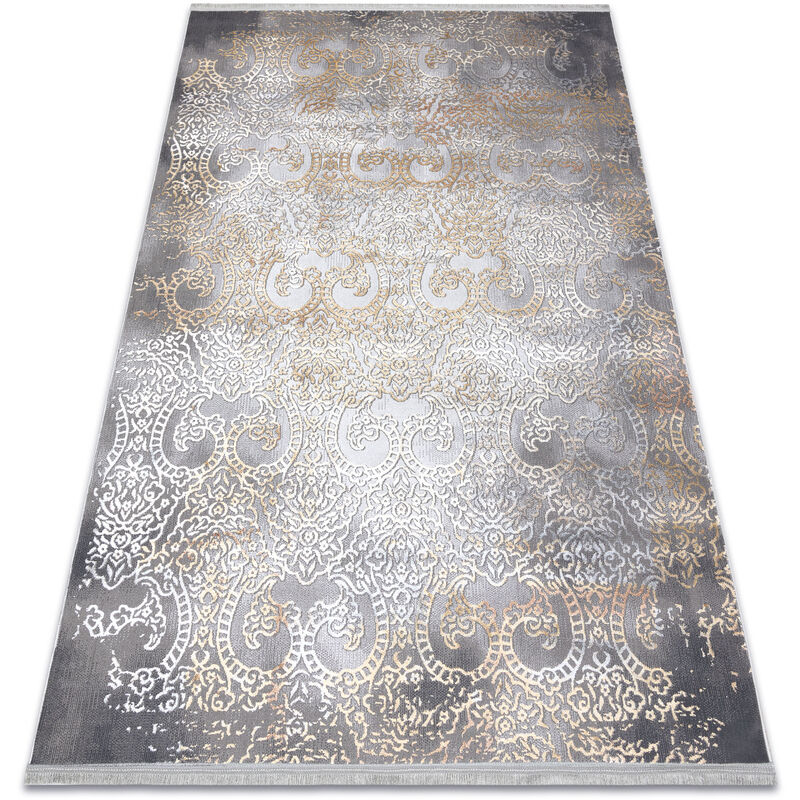 

Rugsx - Alfombra LUCE 84 moderna Ornamento vintage - Structural gris / mostaza Tonos de gris y plata 77x150 cm