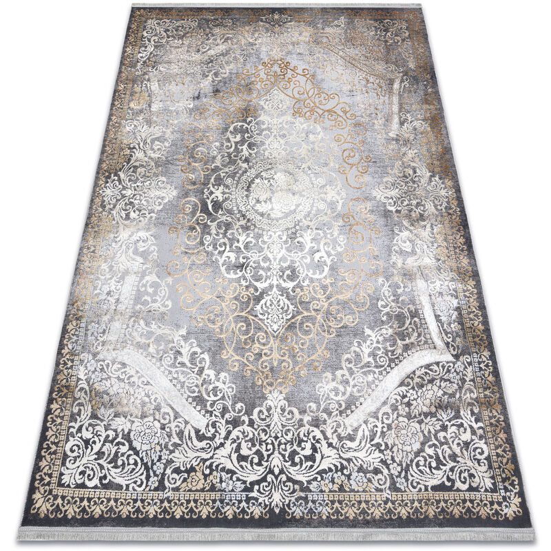 

Rugsx - Alfombra LUCE 91 moderna Ornamento vintage - Structural gris / mostaza Tonos de gris y plata 115x170 cm