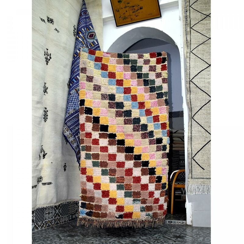 

Alfombra bereber boucharite v en tela reciclada multicolor - Multicolore