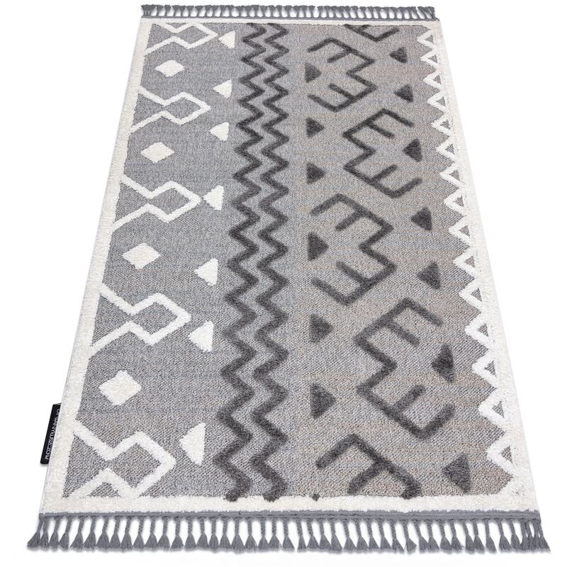 

Rugsx - Alfombra MAROC P659 azteca Étnico gris Franjas Bereber Marroquí Shaggy Tonos de gris y plata 80x150 cm