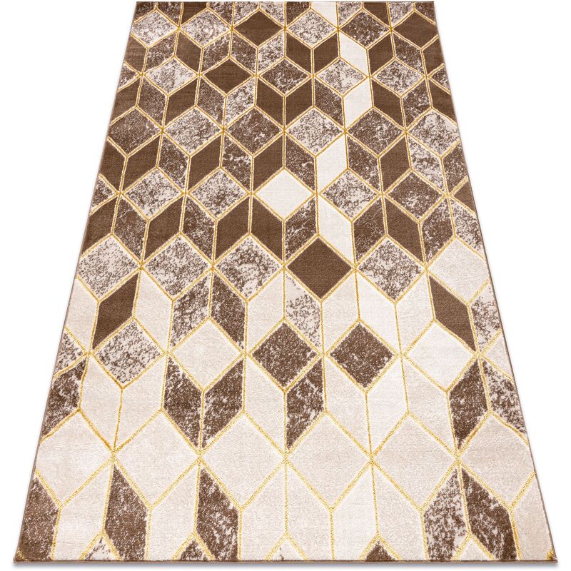 

Rugsx - Alfombra MEFE moderna B400 Cubo, geométrico 3D - Structural dos niveles de vellón beige obscuro Tonos de beige 140x190 cm