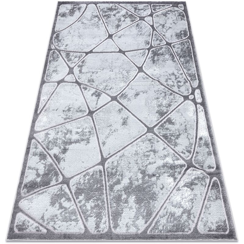 

Rugsx - Alfombra MEFE moderna B401 - Structural dos niveles de vellón gris oscuro Tonos de gris y plata 140x190 cm