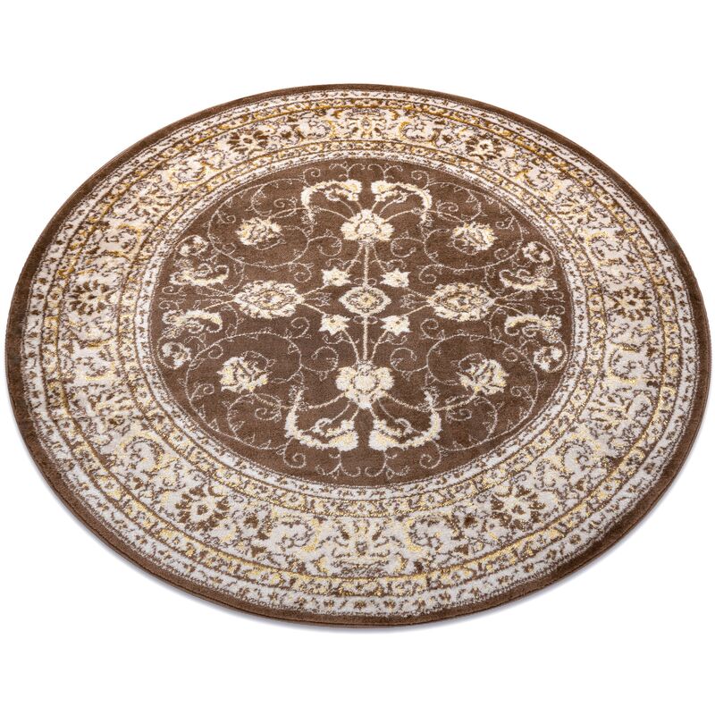 

Alfombra MEFE moderna circulo 2312 Ornamento, marco - Structural dos niveles de vellón beige obscuro Tonos de beige circulo 120 cm