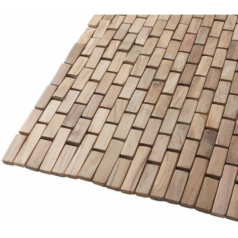 Alfombra modelo 'Wood' en listones de Teca natural 50x90 cm de Cipi - Natural