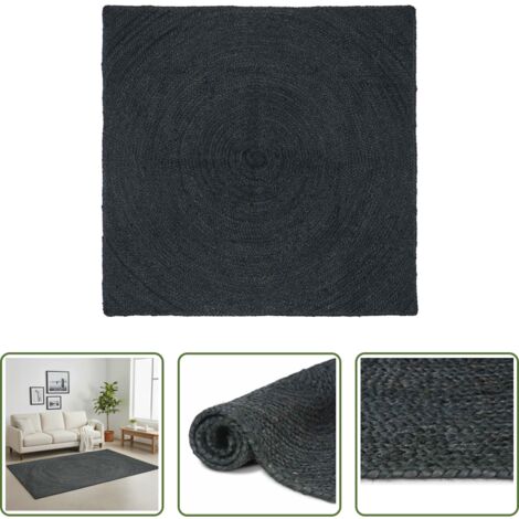 Alfombra moderna -  Alfombras de área Cuadrado Gris oscuro 120 x 120 cm yute