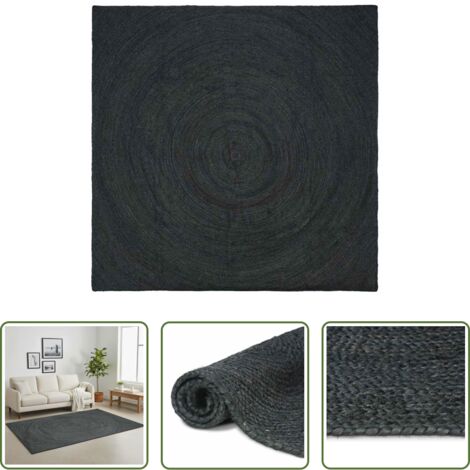 Alfombra moderna -  Alfombras de área Cuadrado Gris oscuro 240 x 240 cm yute
