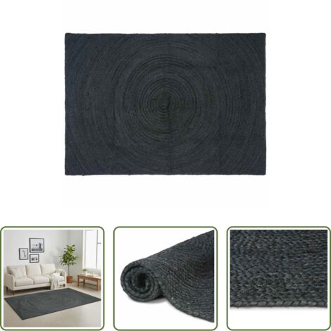Alfombra moderna -  Alfombras de área Rectangular Gris oscuro 140 x 200 cm yute
