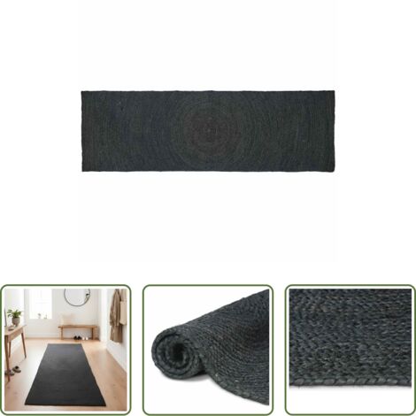 Alfombra moderna -  Alfombras de área Rectangular Gris oscuro 80 x 200 cm yute