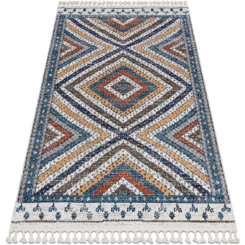 

Rugsx - Alfombra moderna BELLE BG30C Diamantes, étnico azul / crema Franjas Tonos de azul 240x330 cm