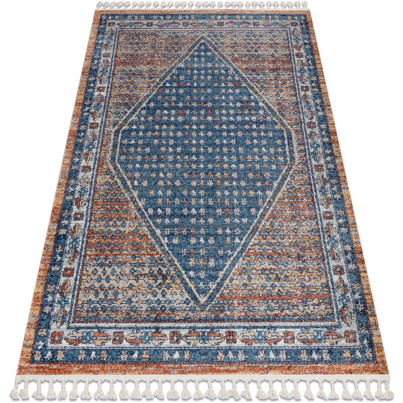 

Rugsx - Alfombra moderna BELLE BG58A azul oscuro / beige Franjas Tonos de azul 80x150 cm