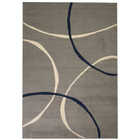 Alfombra moderna de estampado circular gris