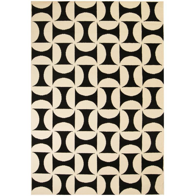 

Alfombra moderna de estampado geométrico beige/negro 120x170 cm