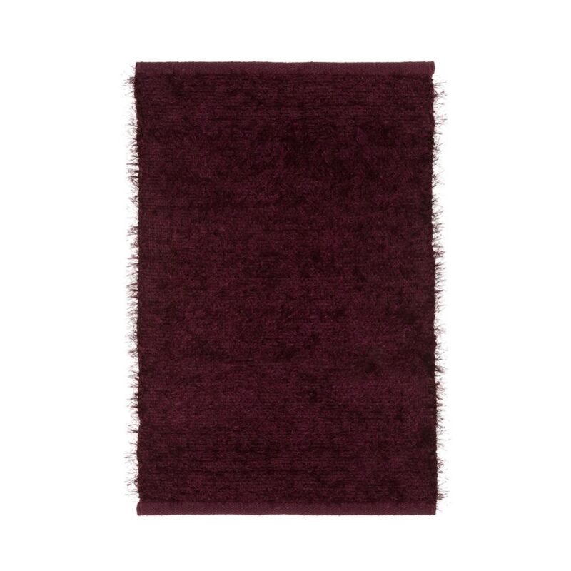 

Alfombra moderna de pelo burdeos de microfibra de 50x80 cm