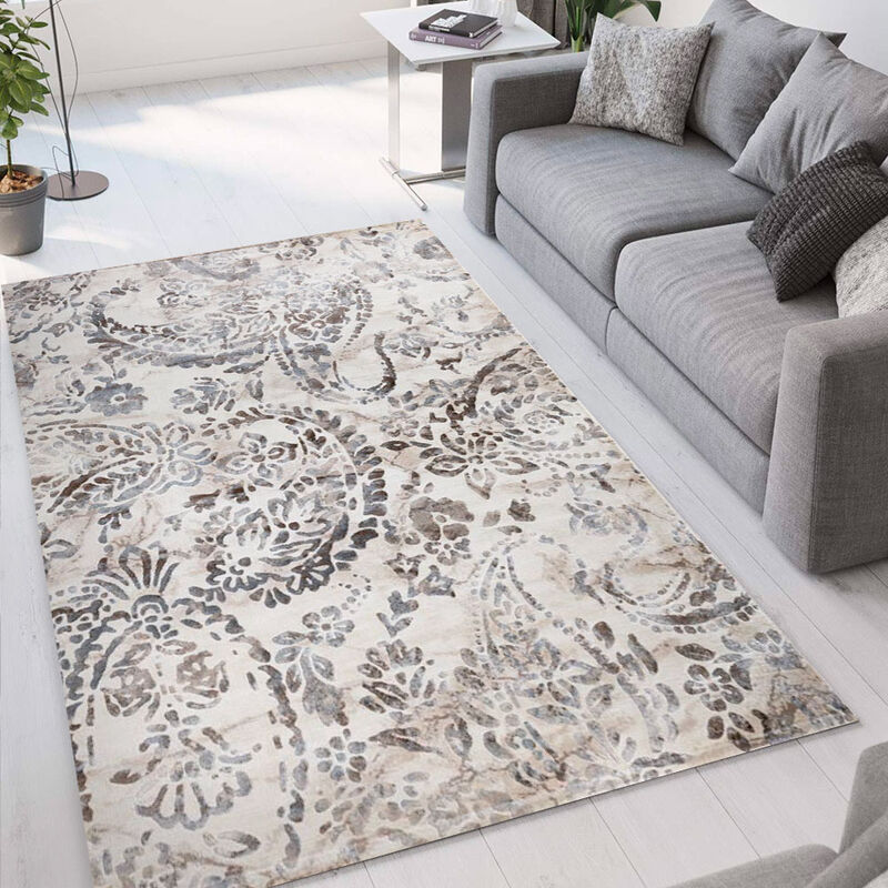 

Alfombra moderna de terciopelo Double con diseño floral MAR002 | 133 x 190