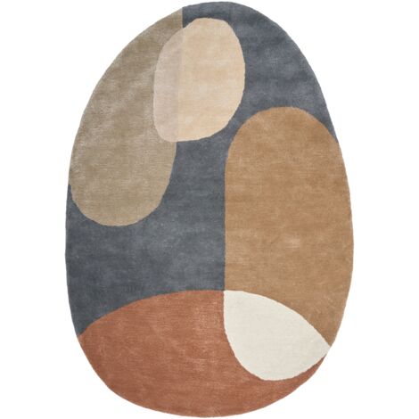 Alfombra moderna de viscosa y lana hecha a mano forma oval 160 x 230 cm multicolor Kafar