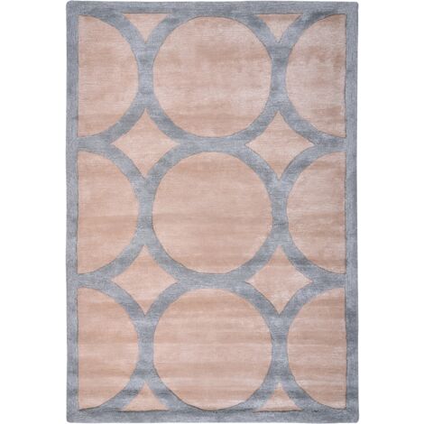 Alfombra moderna de viscosa y lana hecha a mano forma rectangular 160 x 230 cm beige y gris Malan