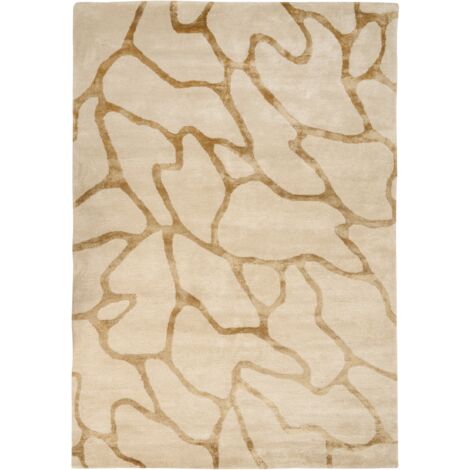 Alfombra moderna de viscosa y lana hecha a mano glamurosa 160 x 230 cm beige Makola