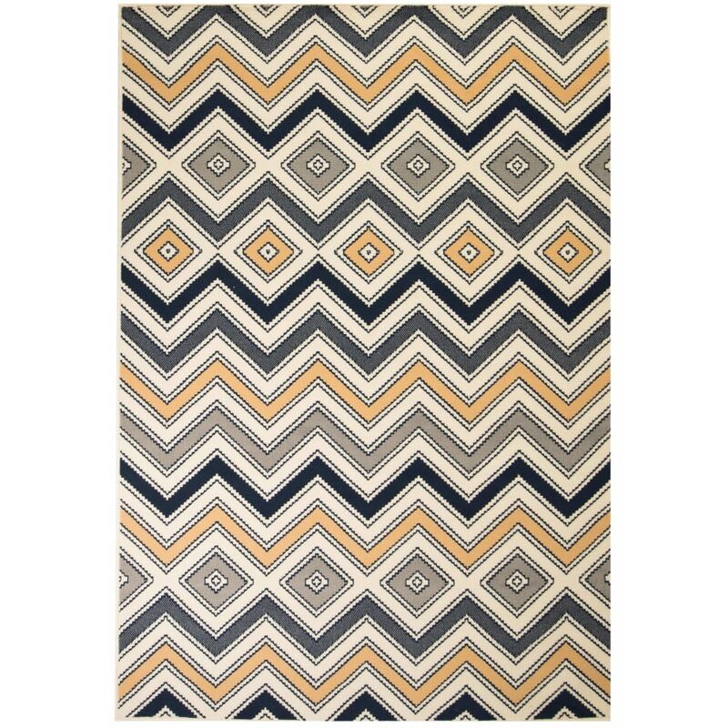 

Alfombra moderna estampado zigzag marrón/negro/azul 120x170 cm - Multicolor