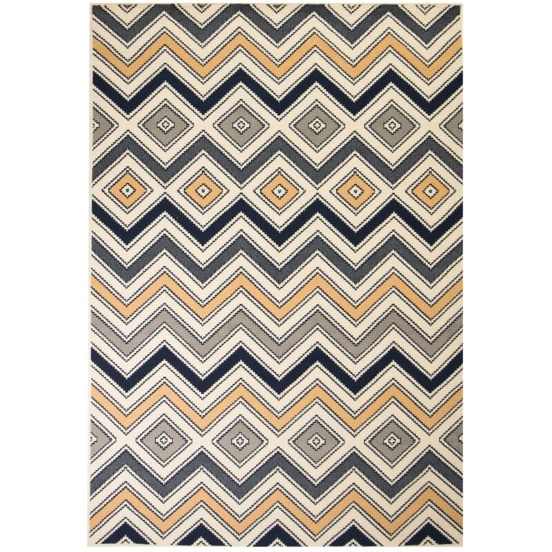 

vidaXL Alfombra Moderna de Estampado Zigzag Marrón/Negro/Azul 160x230 cm - Multicolor