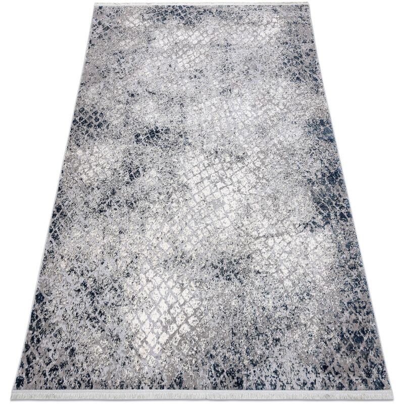 

Alfombra moderna REBEC franjas 51117 - dos niveles de vellón crema / azul oscuro Tonos de azul 180x270 cm