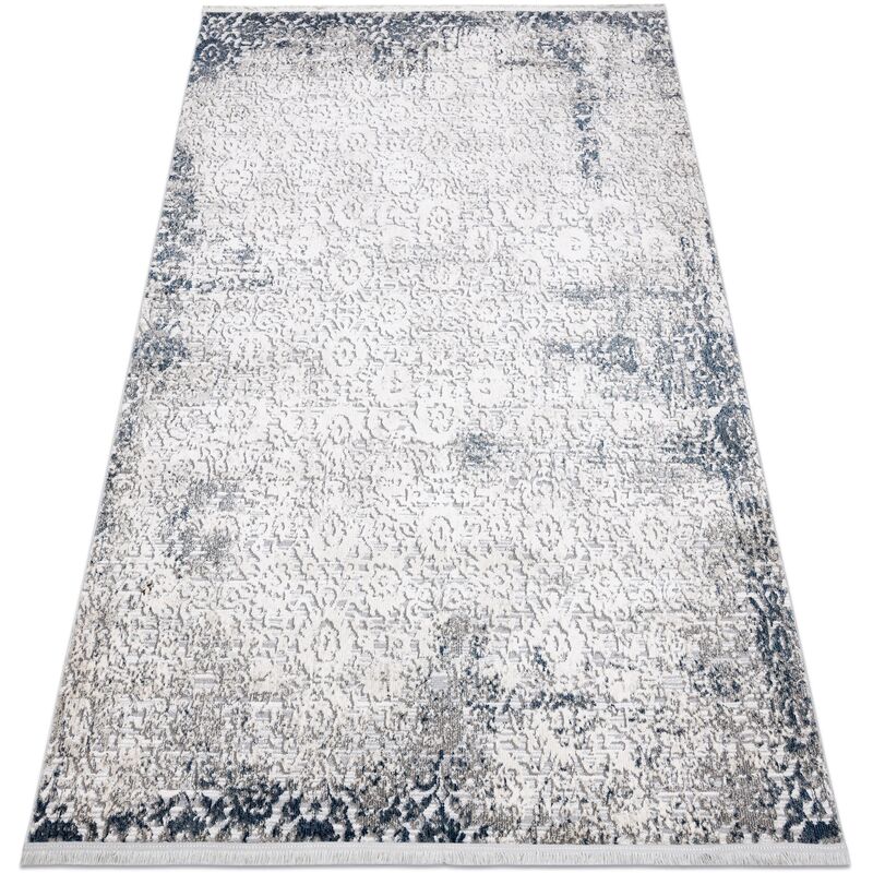 

Rugsx - Alfombra moderna REBEC franjas 51172A - dos niveles de vellón crema / azul oscuro Tonos de azul 120x170 cm