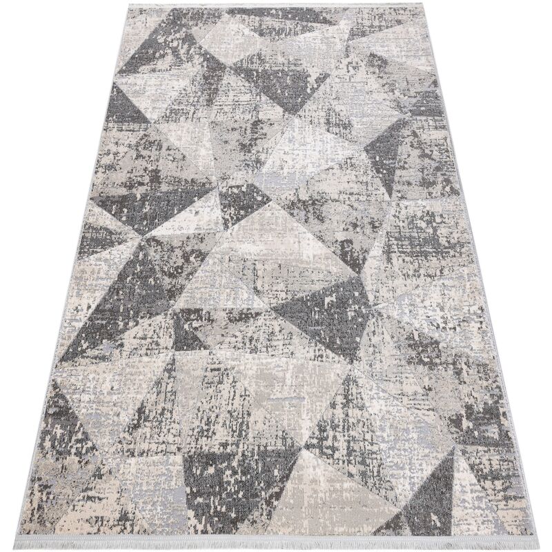 

Rugsx - Alfombra moderna REBEC franjas 51192A - dos niveles de vellón crema / gris Tonos de beige 160x220 cm