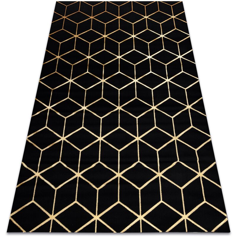 

Rugsx - Alfombra moderno 3D GLOSS 409C 86 Cubo elegante, glamour, art deco negro / oro Negro 280x370 cm