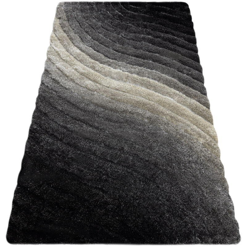 

Rugsx - Alfombra moderno FLIM 006-B1 lanudo, Olas - Structural gris Tonos de gris y plata 80x150 cm