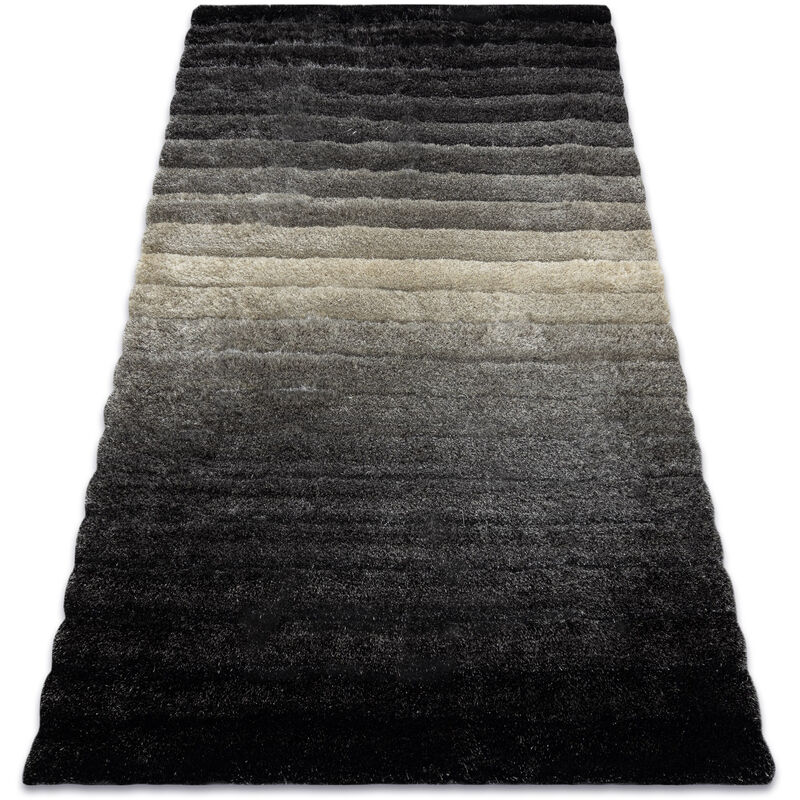 

Alfombra moderno FLIM 007-B6 lanudo, Rayas - Structural gris Tonos de gris y plata 160x220 cm