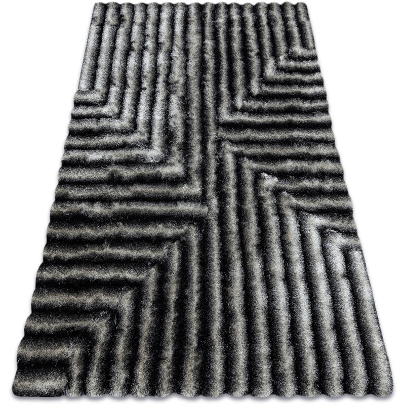 

Rugsx - Alfombra moderno FLIM 010-B3 lanudo, laberinto - Structural negro / gris Tonos de gris y plata 120x160 cm