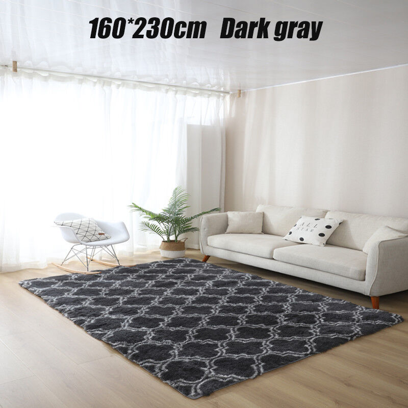 

Alfombra mullida Alfombrilla antideslizante peluda para el suelo Alfombrilla para comedor (gris oscuro, 160x230 cm / 63x90 pulgadas)