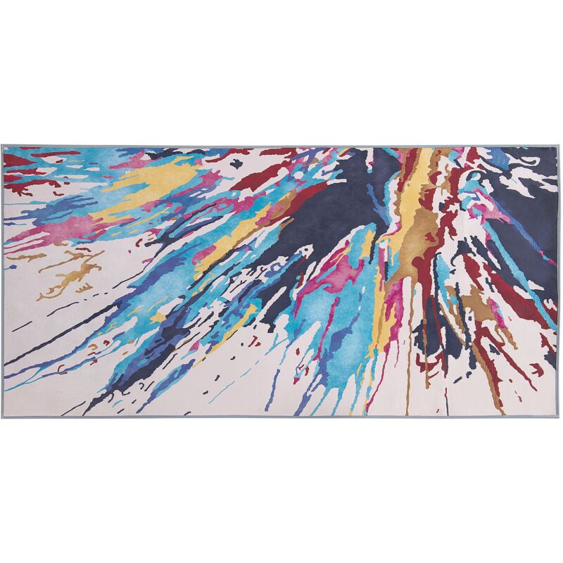 Alfombra multicolor 80 x 150 cm efecto pintura abstracta impresa pelo corto estilo moderno Karabuk