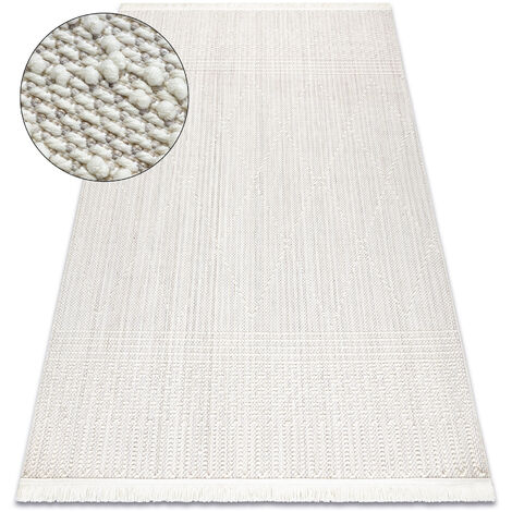 Alfombra NANO EM52A Diamantes, bucle, tejido plano blanco beige 80x150 cm