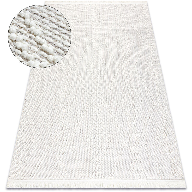 Alfombra NANO EN14A Diamantes, bucle, tejido plano blanco white 120x170 cm